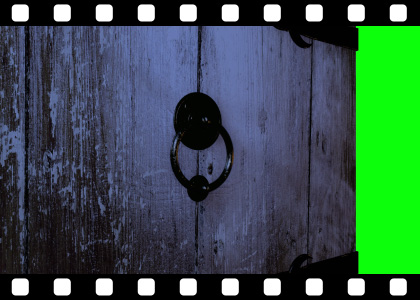 Old Wooden Door Opening to Green Screen