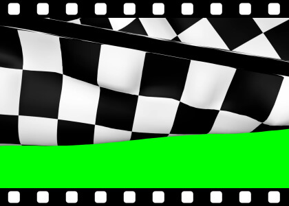 Chequered Flag Over Green Screen