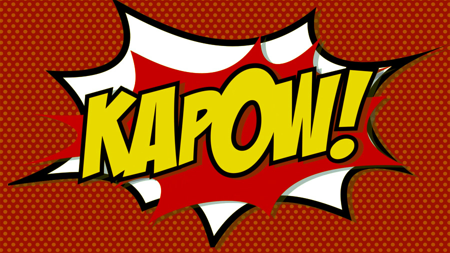 Kapow comic book cartoon flash motion graphics transition MOGRT