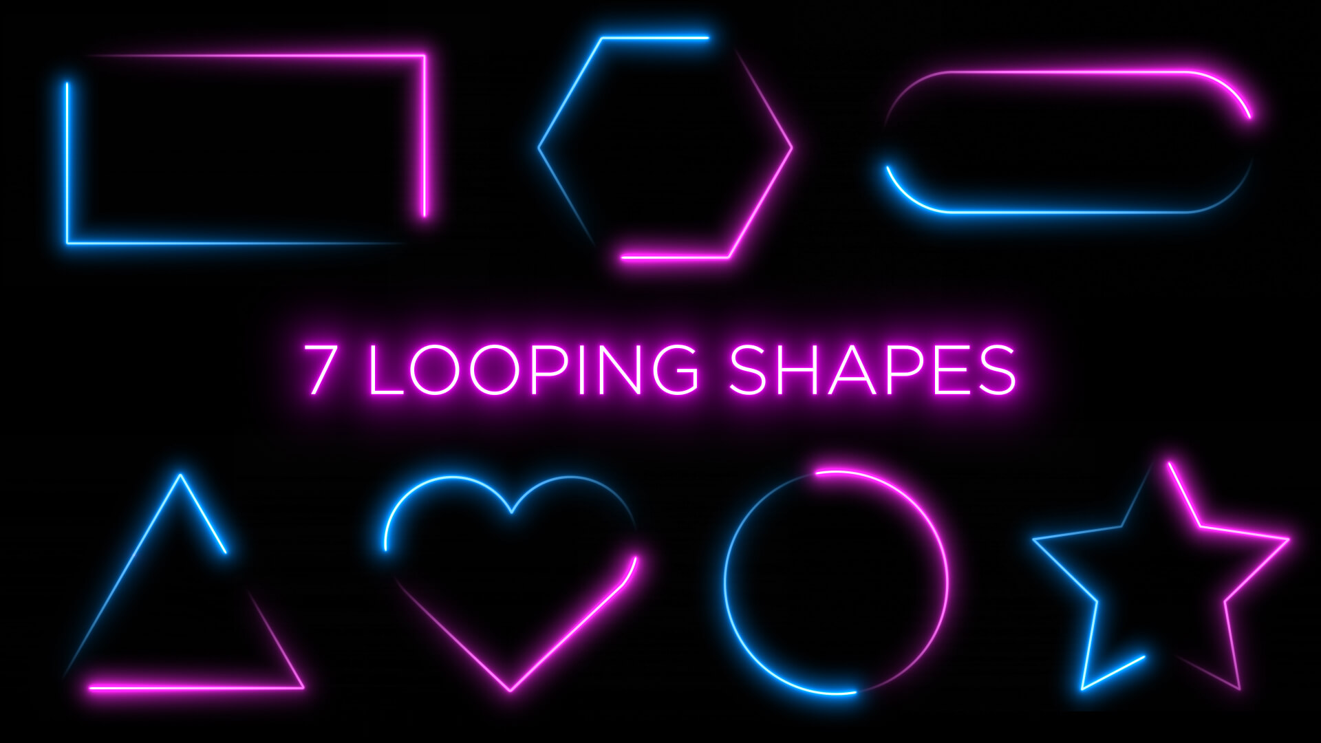 Neon Shape Frame Animation Stock Footage Pack 1