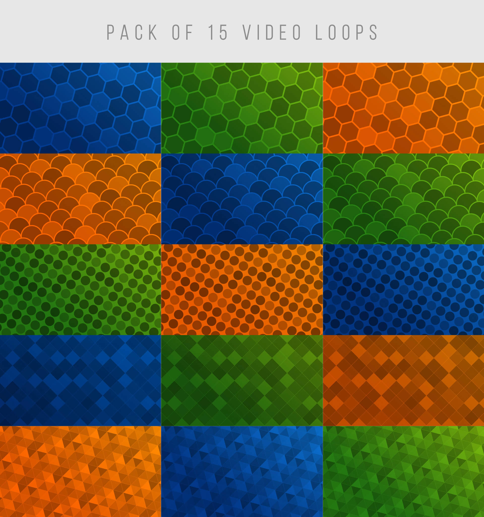 Pack of 15 video background loops patterns