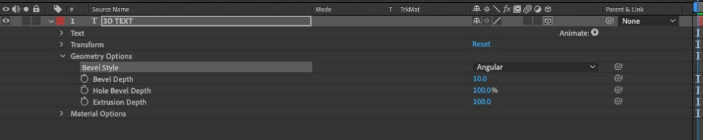 Add bevel and extrusion under Geometry Options