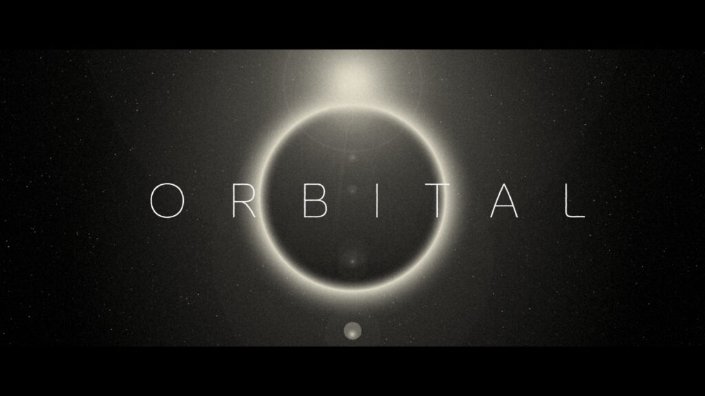 End title of Orbital movie credits sequence.