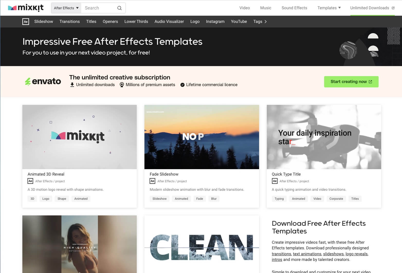 Free After Effects Template Page from MixKit