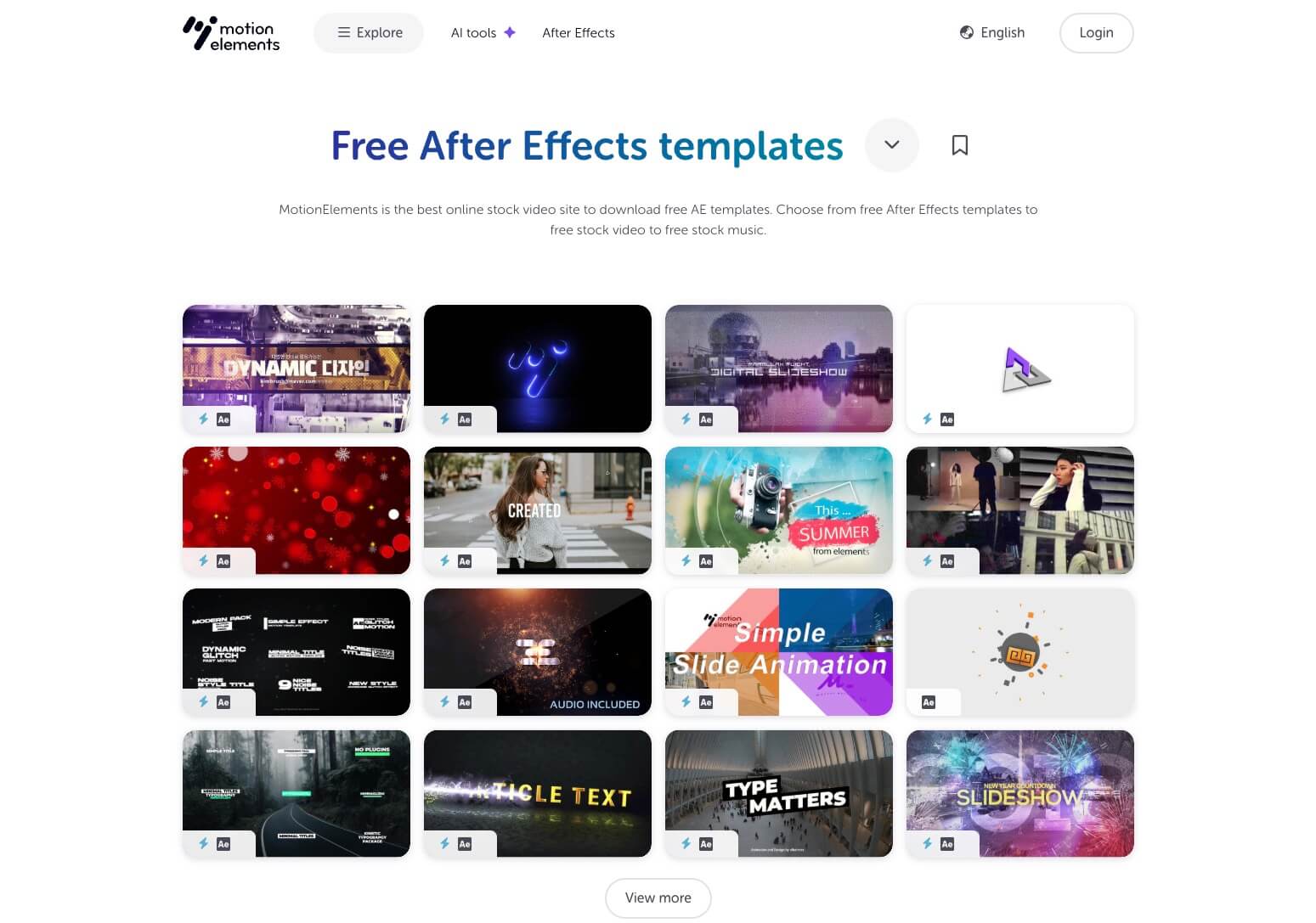 Free After Effects Template Page from Motion Elements