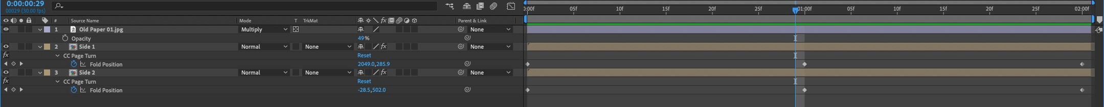 Keyframe the Fold Position of CC Page Turn to animate the tearing