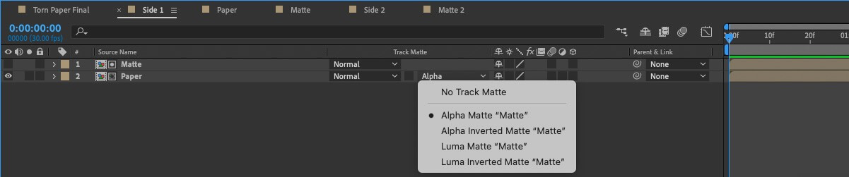 Use Alpha Track Mattes to separate the two sides