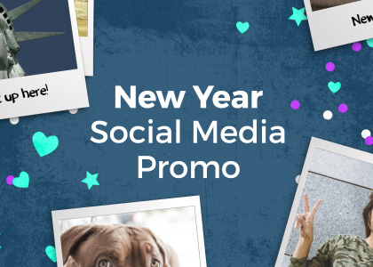 New Year social media free After Effects photo slideshow template