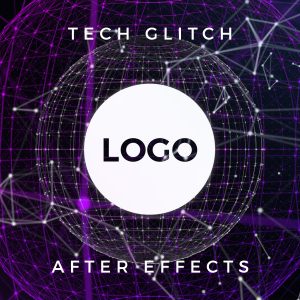 Glitch effect free youtube intro logo reveal After Effects template